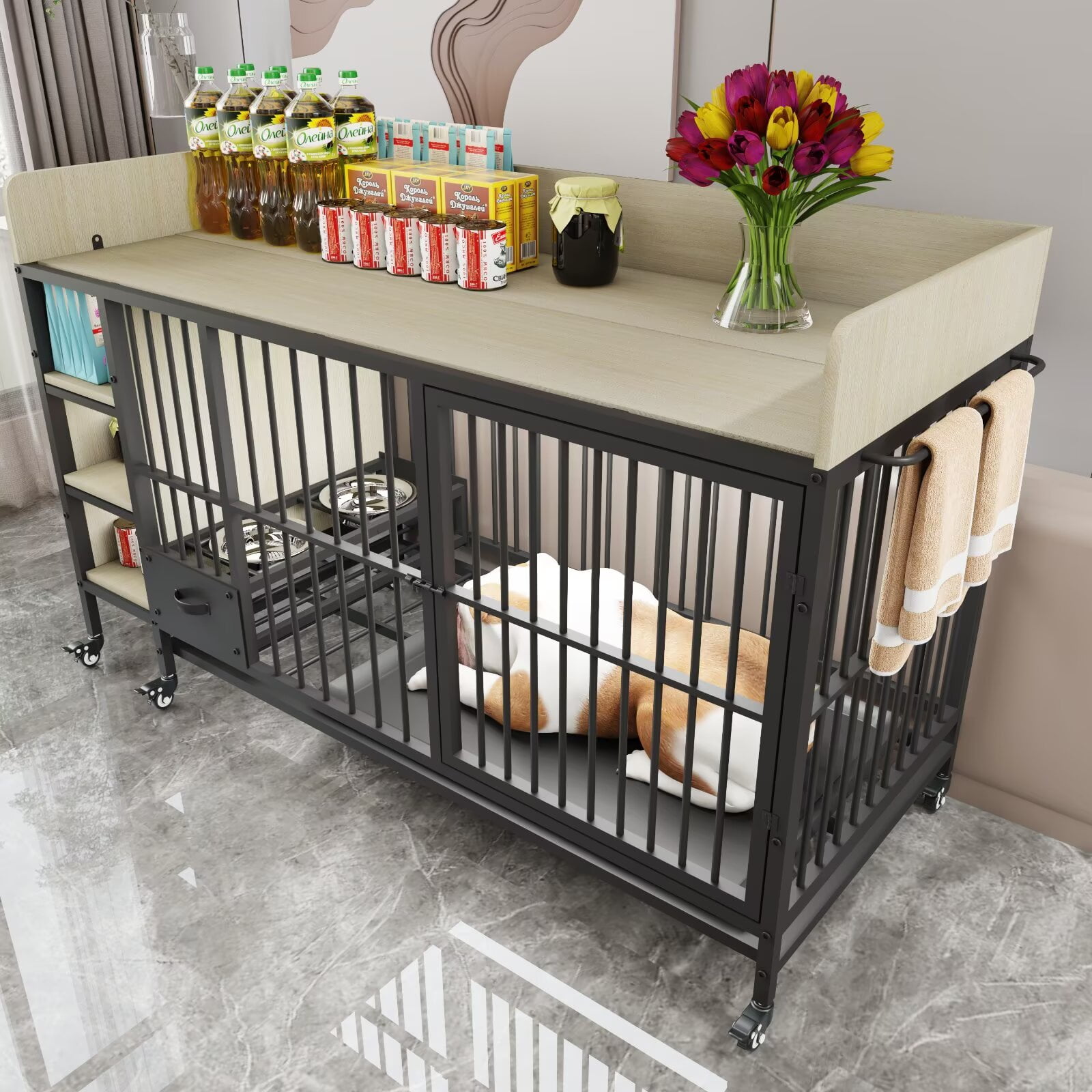 Picture of Maolilaker Dog Crate Pet Crate Dog House Kennel Large Size Dog Crate ...