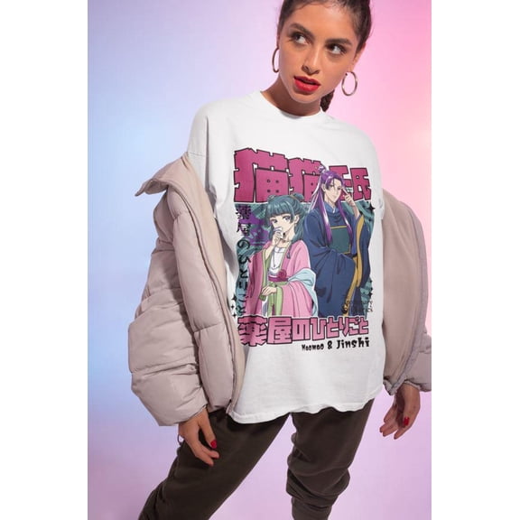 Maomao & Jinshi T-shirt, Apothecary Diaries Manga Anime Shirt,Sport Grey color,size M