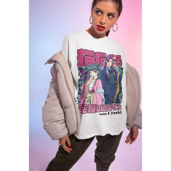 Maomao & Jinshi T-shirt, Apothecary Diaries Manga Anime Shirt,White color,size 4XL