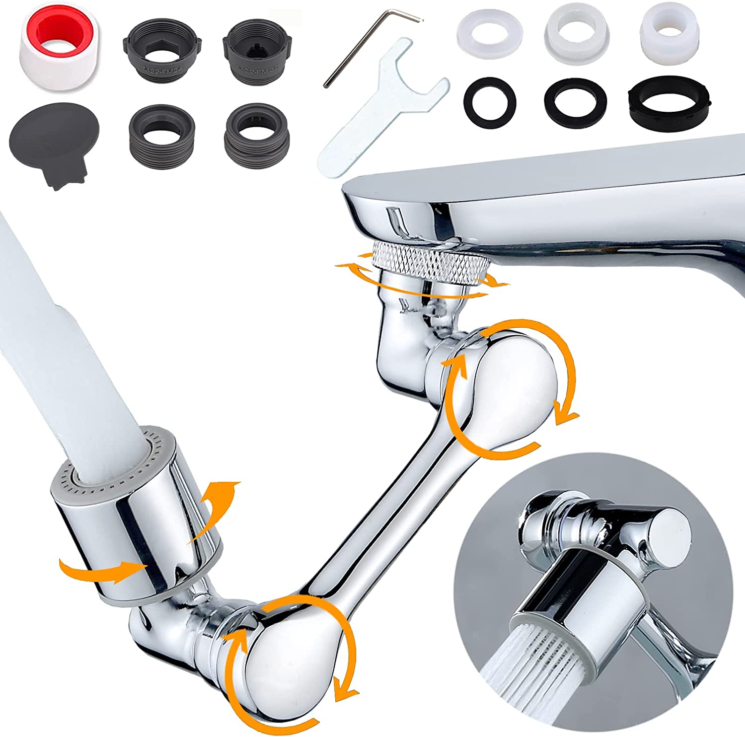 Maonple Faucet Extender, Universal 1080 Swivel Faucet Aerator, with 2 Sprayer Faucet Aerator