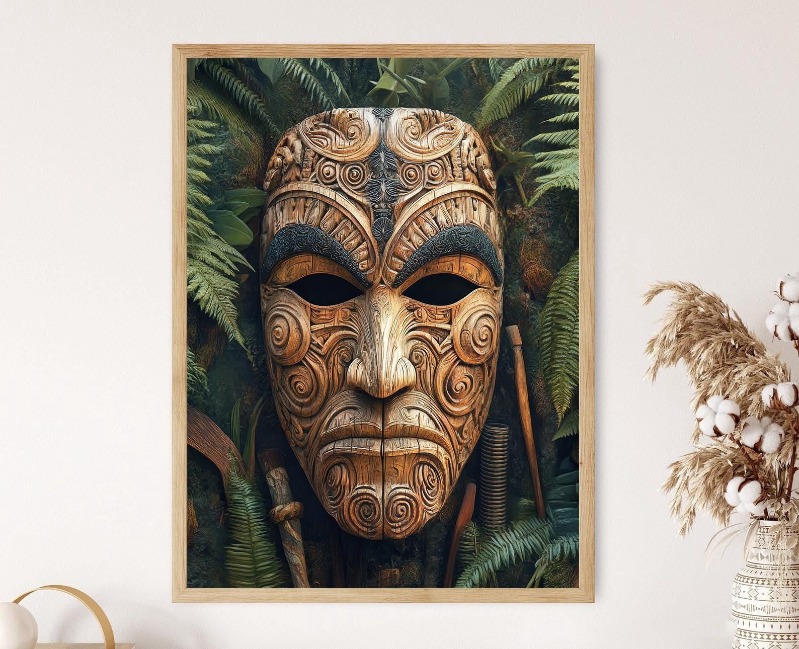 Maori Carved Mask Art New Zealand Cultural Poster , Poster Print Only ...