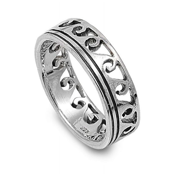 Maori Ocean Wave Ring Sterling Silver Size 15