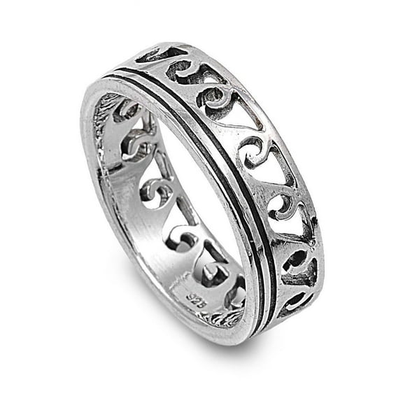 Maori Ocean Wave Ring Sterling Silver Size 15