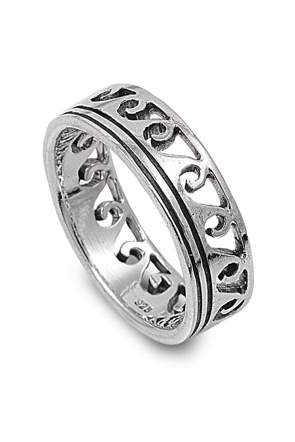 Maori Ocean Wave Ring Sterling Silver Size 15