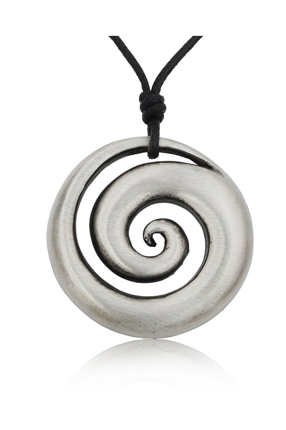Maori Swil Infiniti Silver Pewter Charm Necklace Pendant Jewelry With Cotton Cord