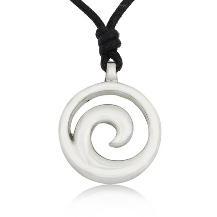 Maori Swirl Infiniti Silver Pewter Charm Necklace Pendant Jewelry With Cotton Cord