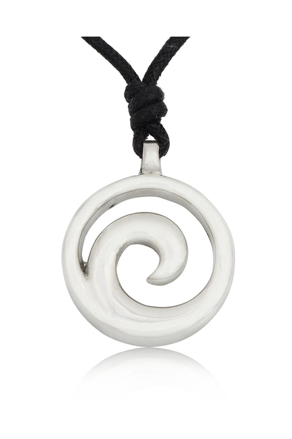 Maori Swirl Infiniti Silver Pewter Charm Necklace Pendant Jewelry With Cotton Cord