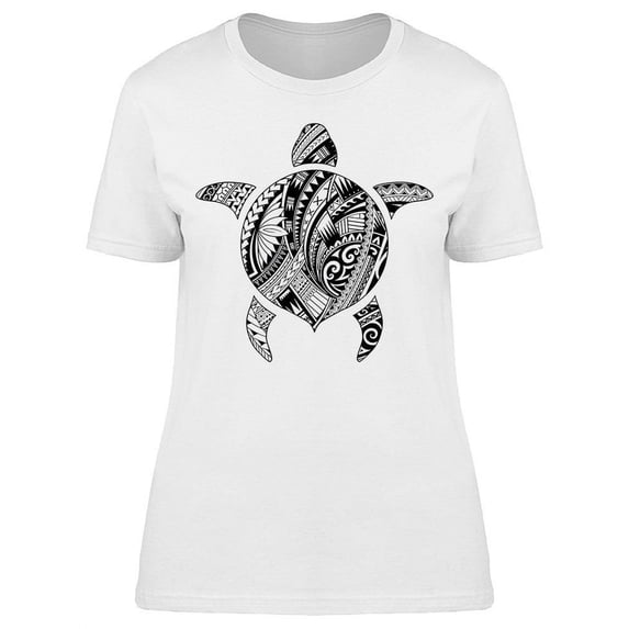 Maori Tattoo Turtle Graphic T-Shirt Women -Image by Shutterstock, Female Small
