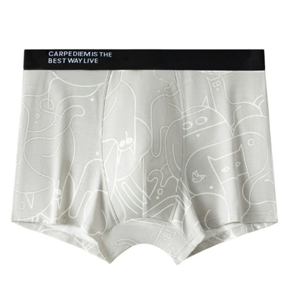 Maoxin Boxers For Men Digital Printing Breathable Close Fitting Underpants Comfortable Boxers Boxer Briefs Gray L