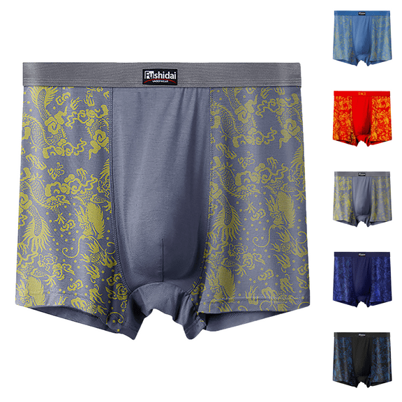 Maoxin Boxers For Men High Waisted Plus Size Flat Underwear Wide Waistband Print Four Corners Boxer Briefs Dark Gray 10XL