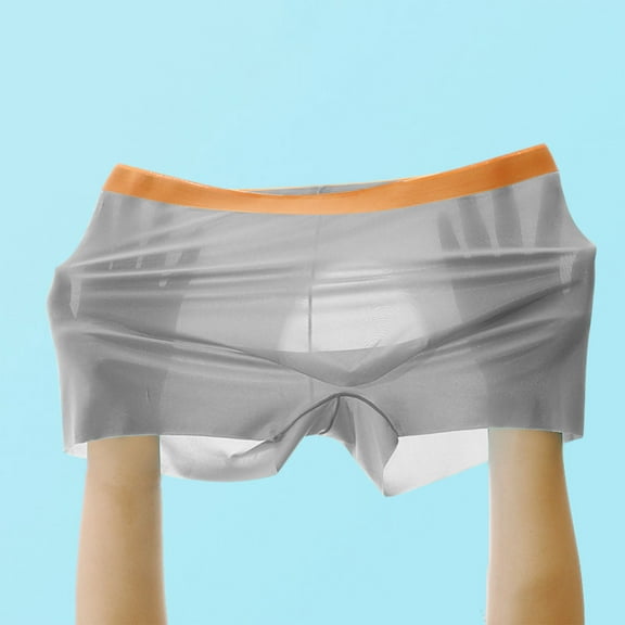 Maoxin Boxers For Men Ice Silk Loose Frivolous Breathable Elastic Exercise Home Flat Angle Underpants Mens Boxer Briefs Underwear Gray 2XL