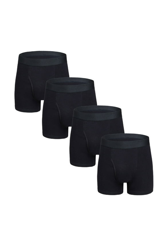 Boxers For Men Large Size Extra Long Open Breathable Sports Boxers Pants Boxer Briefs Black M