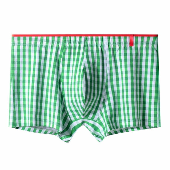 Maoxin Boxers For Men Loose Breathable Sports Home Four Corner Pants Chequer Flat Corner Underwear Boxers Boxer Briefs Green 2XL