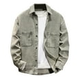 thumbnail image 1 of Maoxin Casual Jackets for Men Pocket Button Long Sleeves Shirt Flip Collar No Hat Shirt Loose Coat Spring/Autumn Clothing Green L, 1 of 7