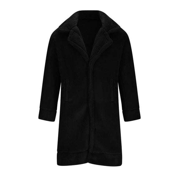 Maoxin Jackets for Men Casual Loose Fitting Long Sleeved Hooded Coat Long Sleeve Hoodless Casual Outwear Coat Black M