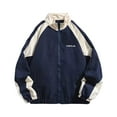 thumbnail image 1 of Maoxin Jackets for Men Color Blocking Zipper Pocket Long Sleeved Hooded Casual Jacket Navy 3XL, 1 of 8