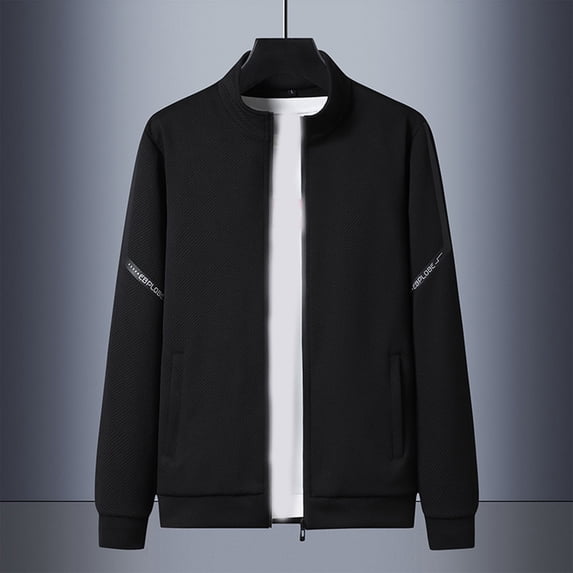 Maoxin Jackets for Men Fashion Casual Hoodie Cardigan Loose Long Sleeve Hoodless Casual Coat/jacket Black 4XL