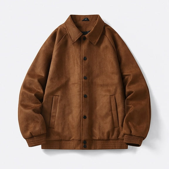 Maoxin Jackets for Men Fashion Casual Sports Slim Long Sleeve Hoodless Casual Coat/jacket Coffee 3XL