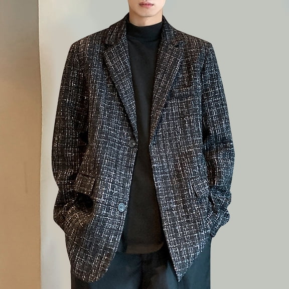 Maoxin Jackets for Men Fashion Men's Solid Color Long Sleeve Hoodless Casual Outwear Jackets Black M