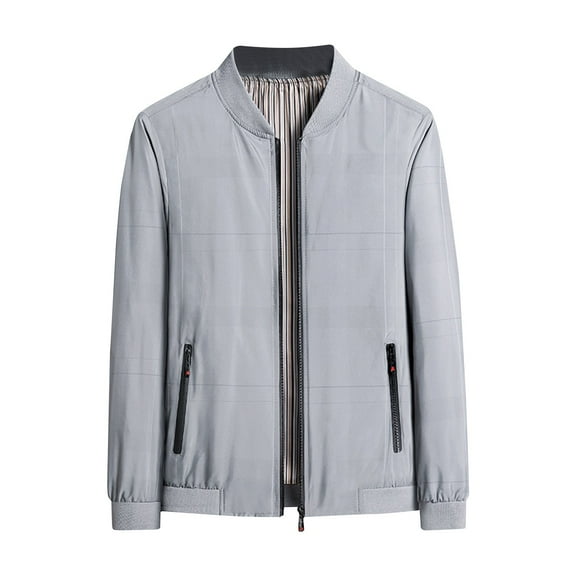 Maoxin Jackets for Men New Light Jacket Casual Business Collar Long Sleeve Jacket Gray 6XL