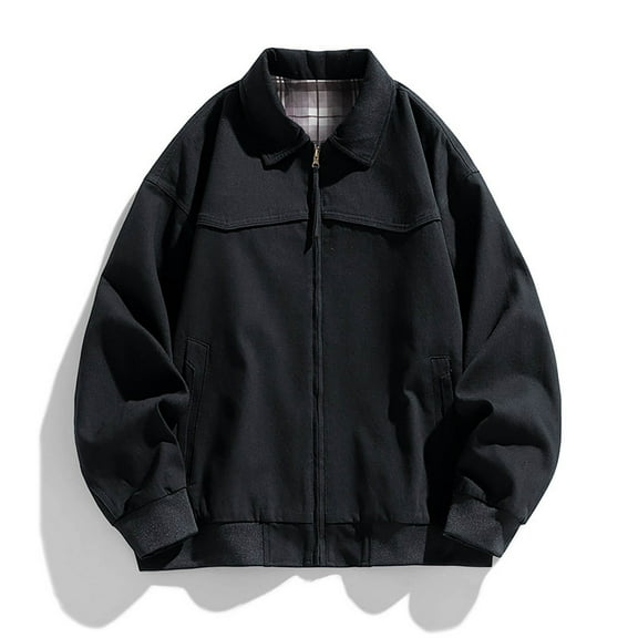 Maoxin Jackets for Men Stitching Drawstring Hooded Slim Fashion Jacket Coat Outwear Black M