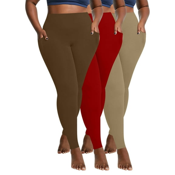 Leggings 3PC Women Oversized Pockets For Drying Tight Fitting Elastic Comfortable Fitness Pants Yoga Pants Workout Leggings for Women Multicolor XL