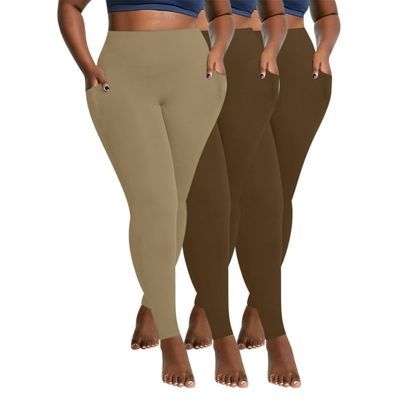 Maoxin Leggings 3PC Women Oversized Pockets For Drying Tight Fitting Elastic Comfortable Fitness Pants Yoga Pants Workout Leggings for Women Khaki XL