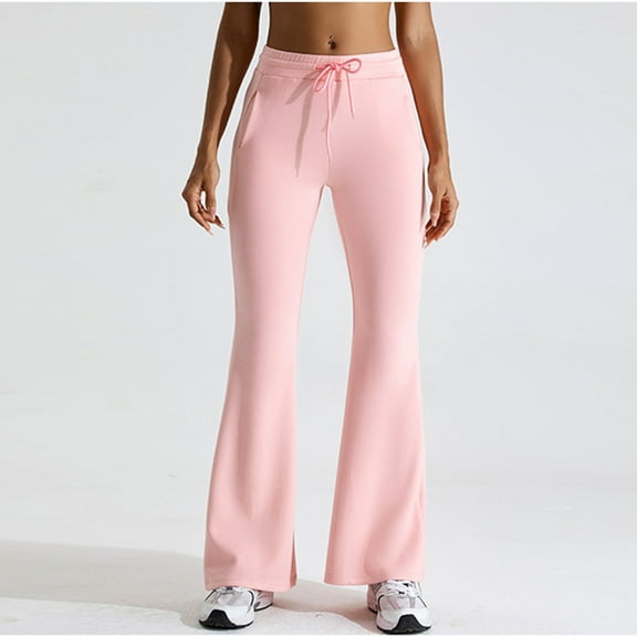 Maoxin Leggings Ladies Fashionable Solid Color Loose And Sports Drawstring Double Pocket Yoga Fitness Pants Workout Leggings for Women Pink L