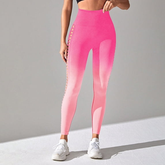 Maoxin Leggings Women Fashion Hollow Tie Dyed High Waist And Hip Lifting Sports Yoga Fitness Slim Pants Workout Leggings for Women Pink L
