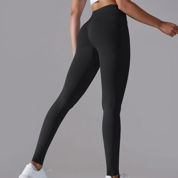 Leggings for Women Seamless Knitted Breathable Solid Color Waist Peach Hip Yoga Pants For Running And Fitness Nine Cent Pants For Women Leggings for Women Tummy Control Black XL