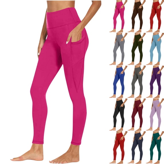 Maoxin Leggings Women Workout Out Pocket Leggings Fitness Sports Running Yoga Athletic Pants Workout Leggings for Women Hot Pink XL