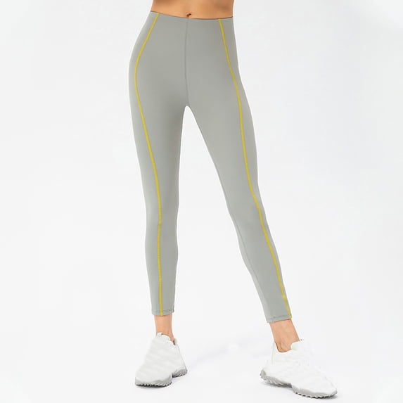 Leggings for Women's Fashionable Contrasting Color High Waist Nude Outdoor Fitness Drying Exercise Yoga Pants Leggings for Women Tummy Control Green 2XL