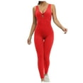 thumbnail image 1 of Leggings Women's One-piece Sport Yoga Jumpsuit Running Fitness Workout Tight Pants Workout Leggings for Women Red S, 1 of 5