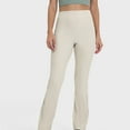 thumbnail image 1 of Maoxin Leggings for Women's Solid Color Ribbed High Waist Stretch Compression Tight Waist Pocket Yoga Peach Hip Fitness Foot Zipper Adjustment Cropped Pants Leggings for Women Tummy Control White M, 1 of 8