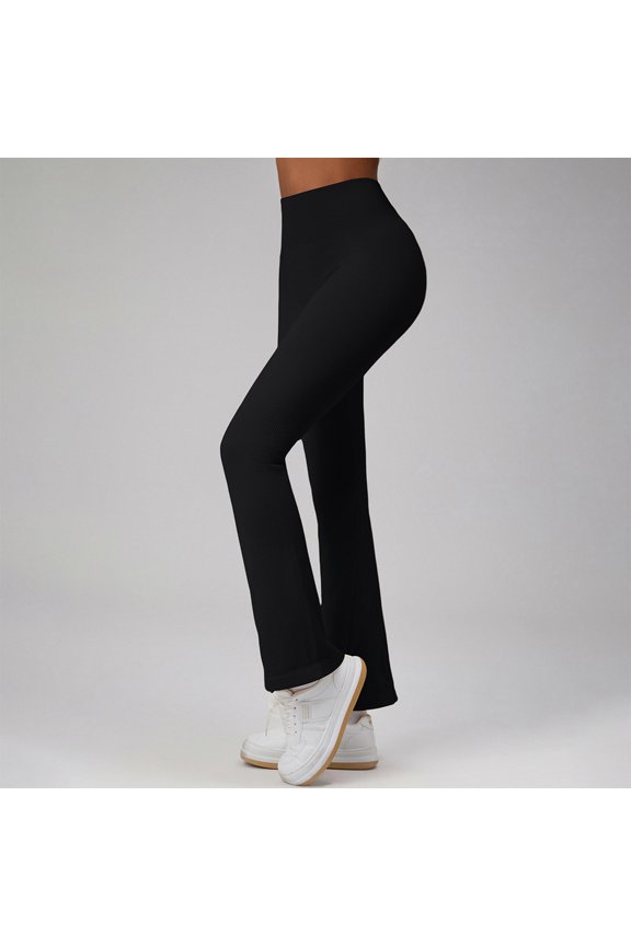 Leggings Women's Solid Color Tight Comfortable Casual Wide Leg Pants Lift Hip High Waist Flared Fitness Sports Yoga Pants Workout Leggings for Women Black L