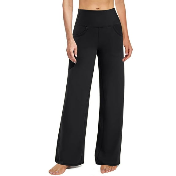 Maoxin Leggings for Women's Solid Color Yoga Pants Loose Fitting Straight Leg Women's Sports Casual Wide Leg Long Pants Yoga Pants Leggings for Women Tummy Control Black XL