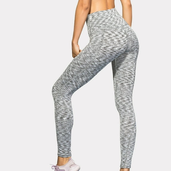 Maoxin Leggings for Women's Super High Waist Yoga Pants Slant Pockets Fitness Running Training Stretch Quick Dry Tight Sports Pants Leggings for Women Tummy Control Gray XL