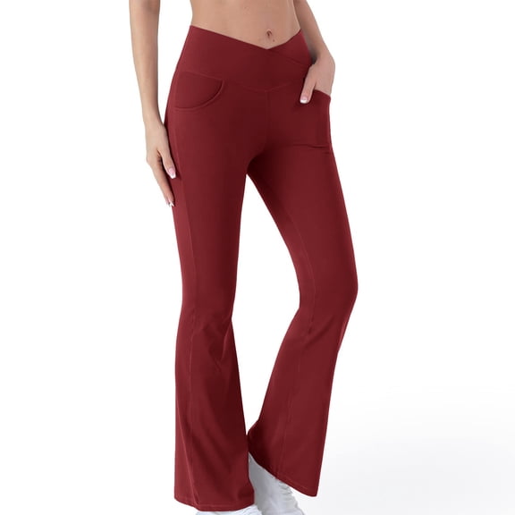Maoxin Leggings for Women Womens Stretch Yoga Leggings Fitness Running Gym Sports Full Length Active Pants Leggings for Women Tummy Control Red S