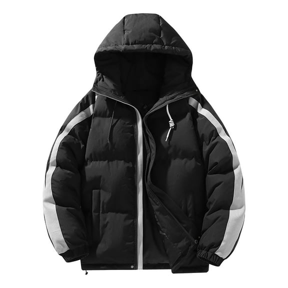 Maoxin Men Jacket Men' Solid Color Down Jacket With Warm Zipper Pocket Long Sleeved Hooded Casual Jacket Jacket Coats , Black , S