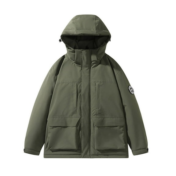 Maoxin Men Jacket Men's Casual Loose Fitting Long Sleeved Zippered Hooded Jacket Jacket Coats , Army Green , L
