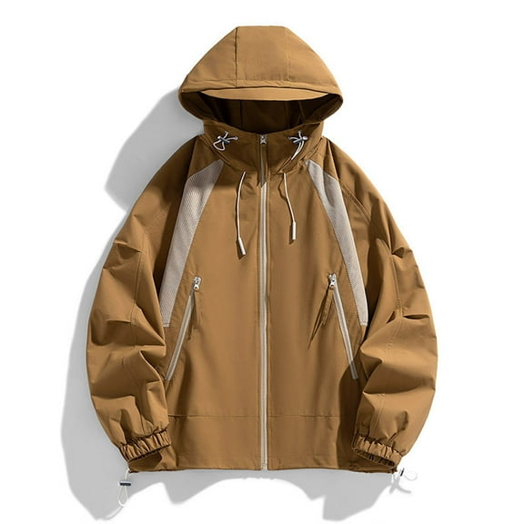 Maoxin Men Jacket Men's Casual Loose Fitting Workwear Long Sleeved Hooded Jacket Long Sleeve Hooded Casual Outwear Jackets Jacket Coats , Brown , 6XL