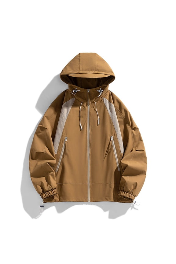 Men Jacket Men's Casual Loose Fitting Workwear Long Sleeved Hooded Jacket Long Sleeve Hooded Casual Outwear Jackets Jacket Coats , Brown , 6XL