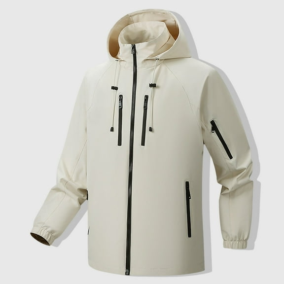 Maoxin Men Jacket Men's Fashion Casual Outdoor Work Bag Long Sleeve Hooded Casual Coat/jacket Jacket Jackets for Men , White , 2XL