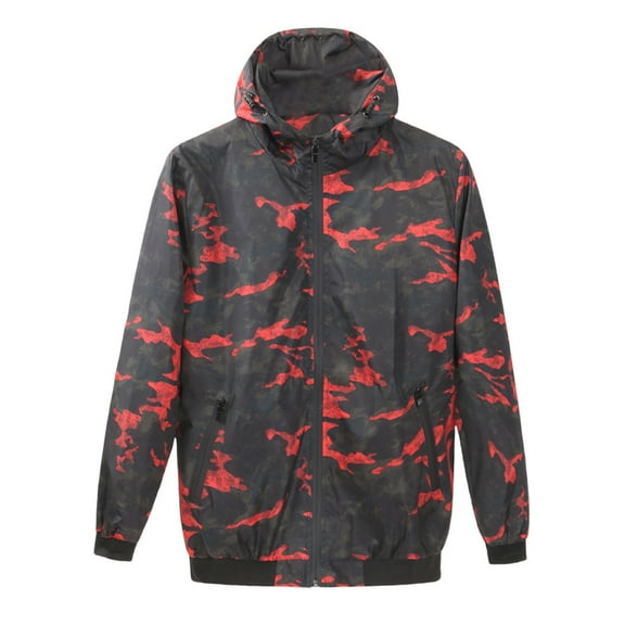 Maoxin Men Jacket Men's Fashion Casual Sports One Long-sleeved Hooded Casual Coat/jacket Jackets for Men , Red , M