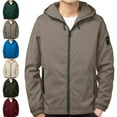thumbnail image 1 of Maoxin Men Jacket Men's Solid Color Zipper Pocket With Velvet Long Sleeved Hooded Casual Jacket Jackets for Men , Brown , M, 1 of 7