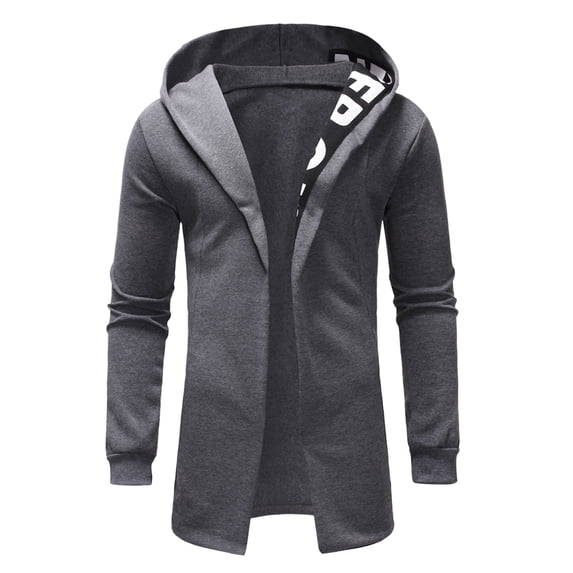 Maoxin Men Jacket Men's Solid Color Zipper Pocket With Velvet Long Sleeved Hooded Casual Jacket Jackets for Men , Dark Gray , XS