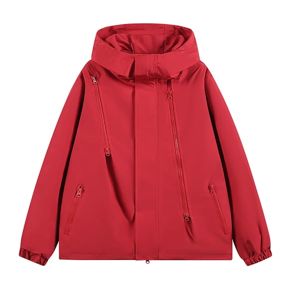 Maoxin Men Jacket Men's Stitching Drawstring Hooded Slim Fashion Jacket Coat Outwear Jacket Coats , Red , 4XL