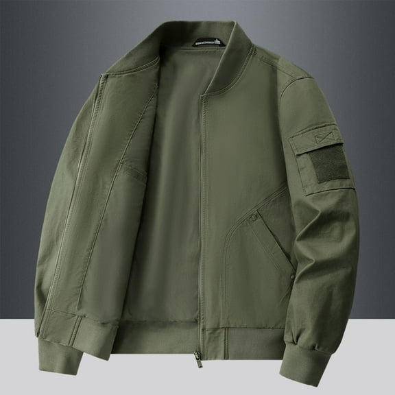 Maoxin Men Jacket Men's Stitching Drawstring Hooded Slim Fashion Jacket Coat Outwear Jackets for Men , Army Green , L