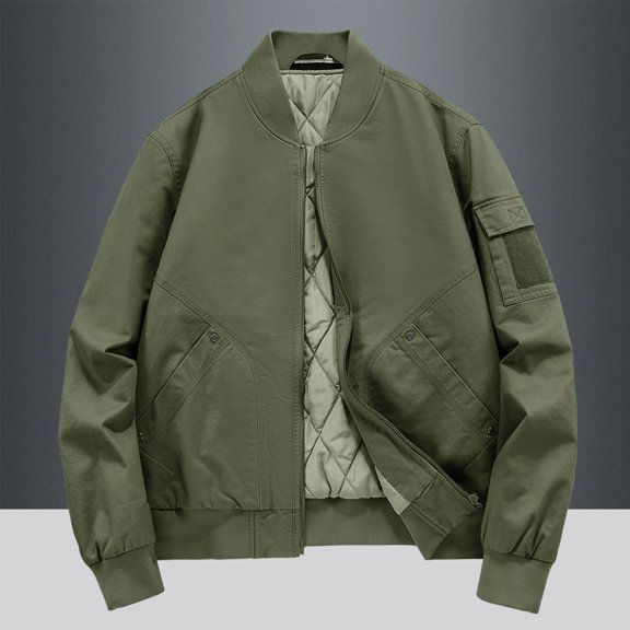 Maoxin Men Jacket Men's Stitching Drawstring Hooded Slim Fashion Jacket Coat Outwear Jackets for Men , Army Green , L