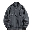 thumbnail image 1 of Maoxin Men Jacket Men's Stitching Drawstring Hooded Slim Fashion Jacket Coat Outwear Jackets for Men , Gray , XL, 1 of 6